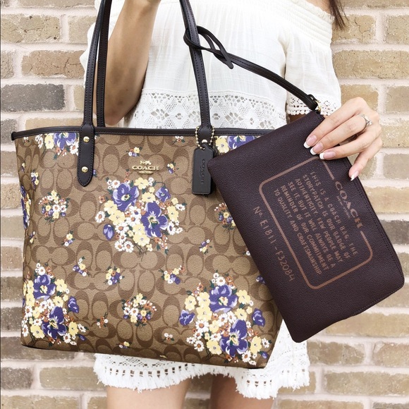 Brand New Coach Floral Reversible Neverfull Tote - Picture 2 of 4